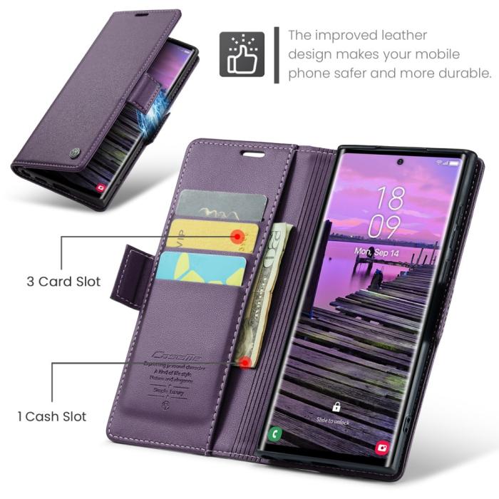 Bild 6, CASEME Galaxy S25 Ultra Fodral RFID Slim Läder Lila