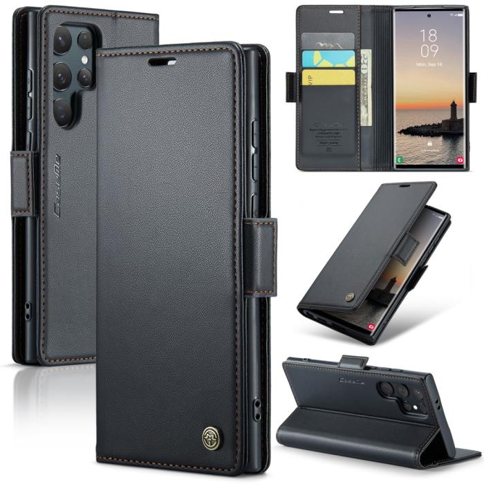 Bild 1, CASEME Galaxy S25 Ultra Fodral RFID Slim Läder Svart