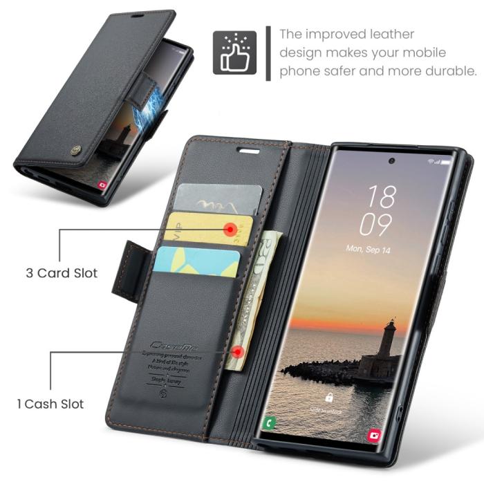 Bild 6, CASEME Galaxy S25 Ultra Fodral RFID Slim Läder Svart