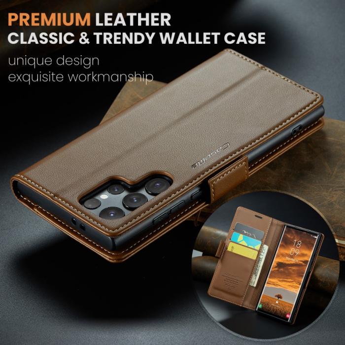 Bild 5, CASEME Galaxy S25 Ultra Fodral RFID Slim Läder Brun