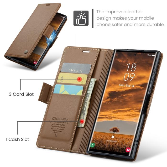 Bild 6, CASEME Galaxy S25 Ultra Fodral RFID Slim Läder Brun