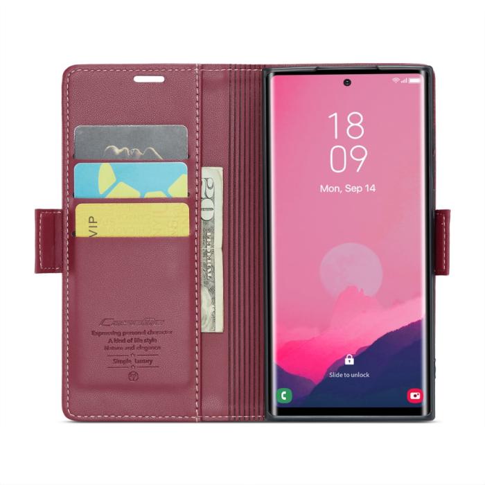Bild 3, CASEME Galaxy S25 Ultra Fodral RFID Slim Läder Röd