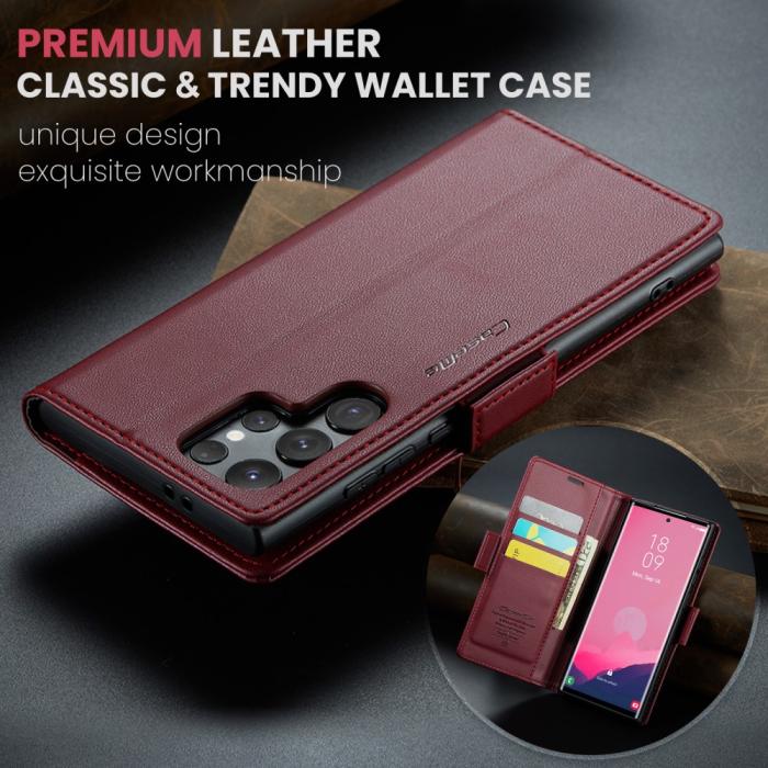 Bild 5, CASEME Galaxy S25 Ultra Fodral RFID Slim Läder Röd
