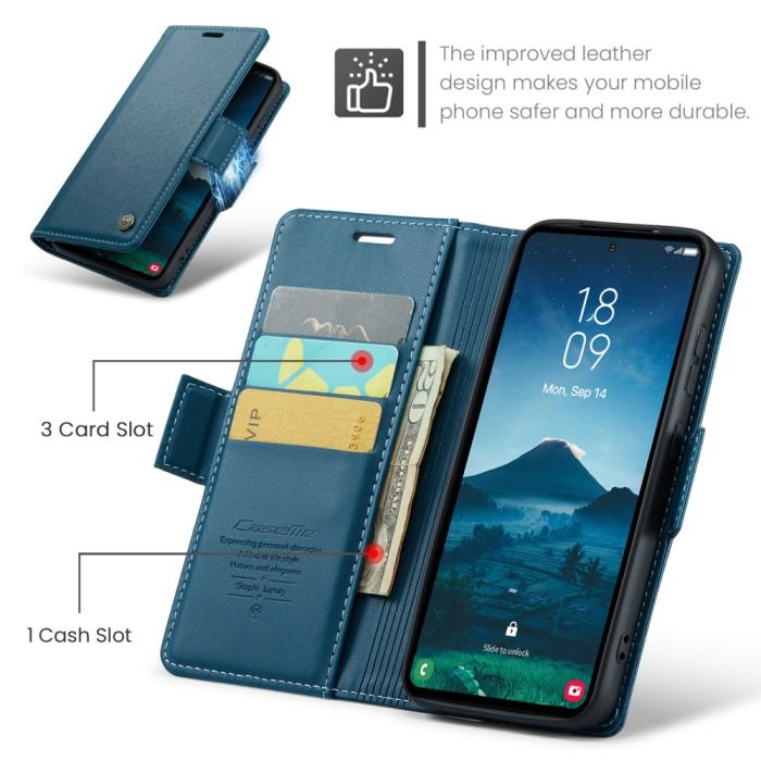 Bild 5, CASEME Galaxy S25 Ultra Fodral RFID Slim Läder Blå