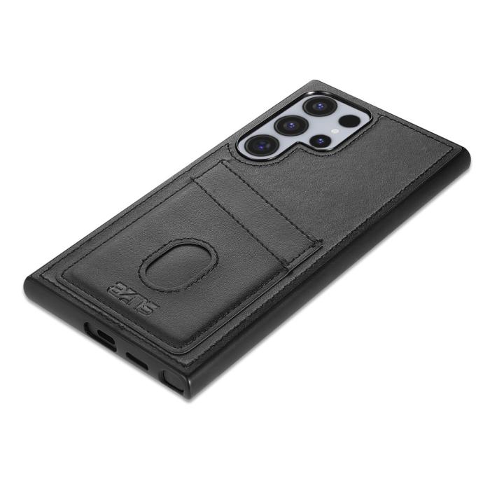 Bild 4, AZNS Samsung Galaxy S25 Ultra Skal Med Kortfack Läder Svart