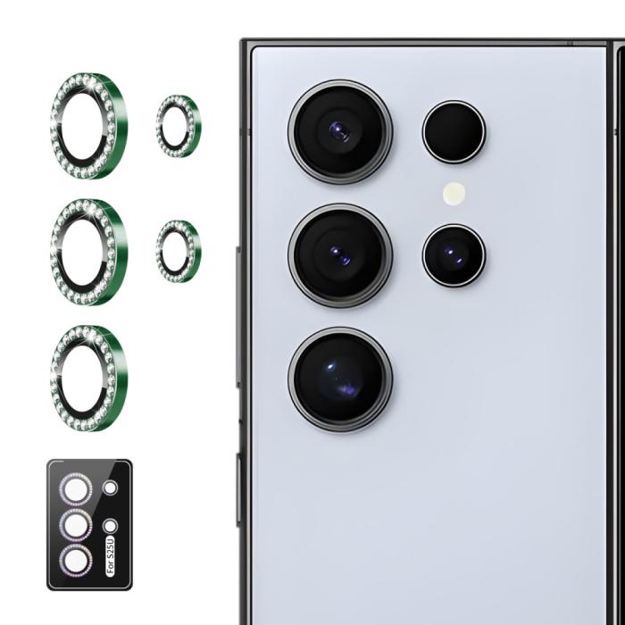 Bild 1, ENKAY Galaxy S25 Ultra Linsskydd Rhinestone Grön