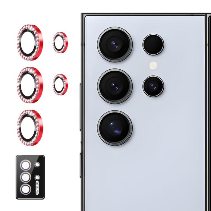 Bild 1, ENKAY Galaxy S25 Ultra Linsskydd Rhinestone Röd