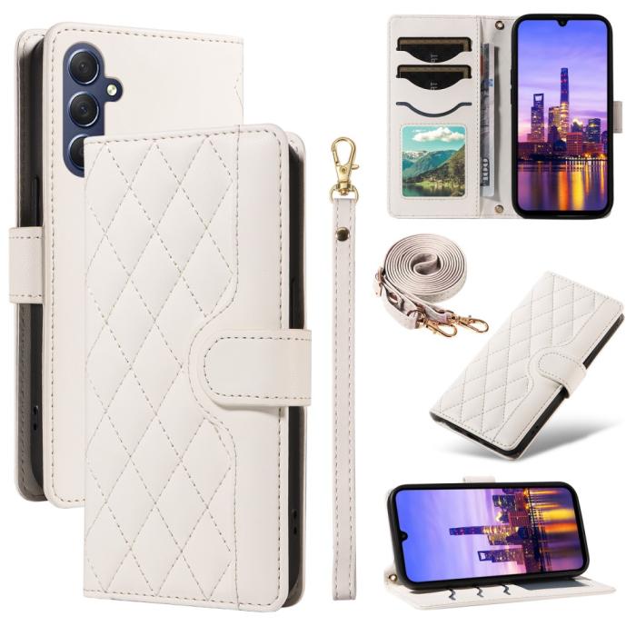 Bild 1, Samsung Galaxy A16 / A26 5G Fodral Rhombus Läder Vit