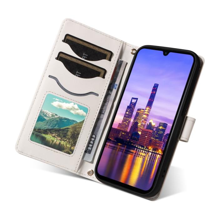 Bild 5, Samsung Galaxy A16 / A26 5G Fodral Rhombus Läder Vit