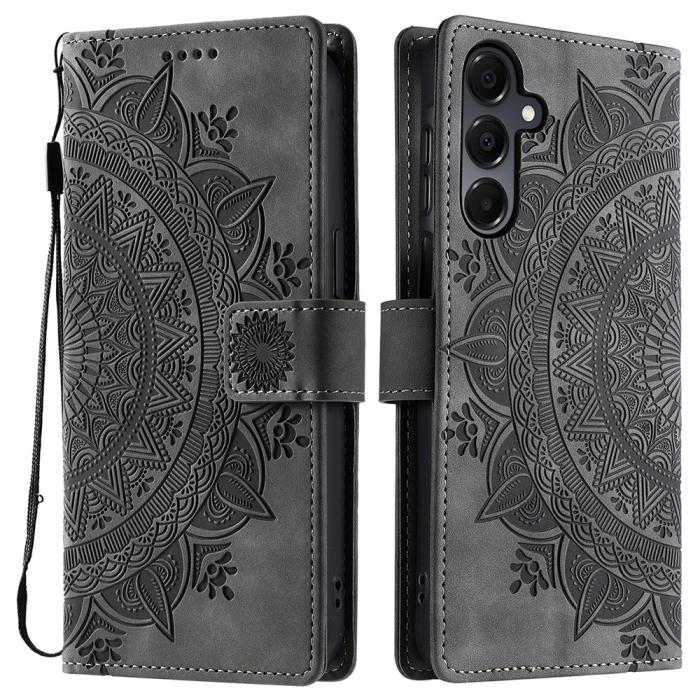 Bild 1, Samsung Galaxy A16 / A26 5G Fodral Mandala Läder Grå