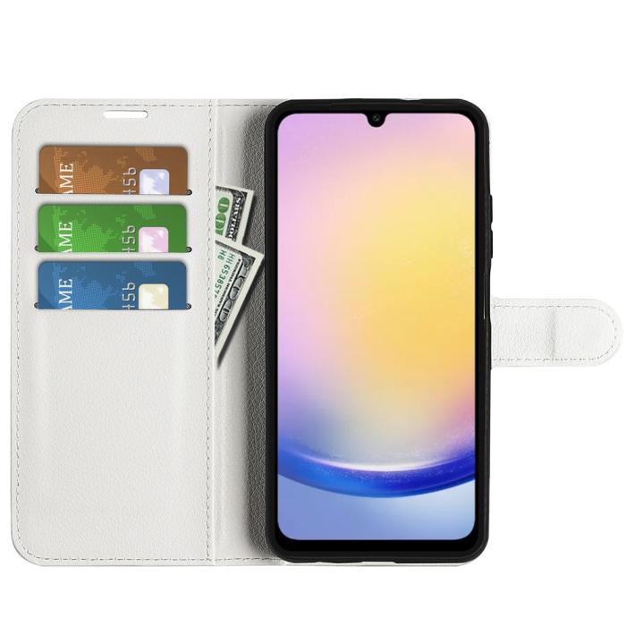 Bild 2, Samsung Galaxy A16 / A26 5G Fodral Litchi Läder Textur Vit