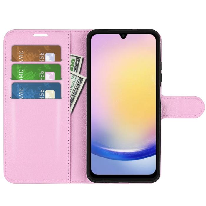 Bild 2, Samsung Galaxy A16 / A26 5G Fodral Litchi Läder Textur Ljus Rosa
