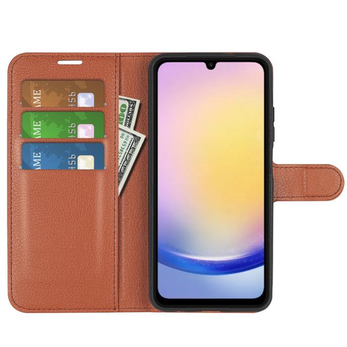 Bild 2, Samsung Galaxy A16 / A26 5G Fodral Litchi Läder Textur Brun
