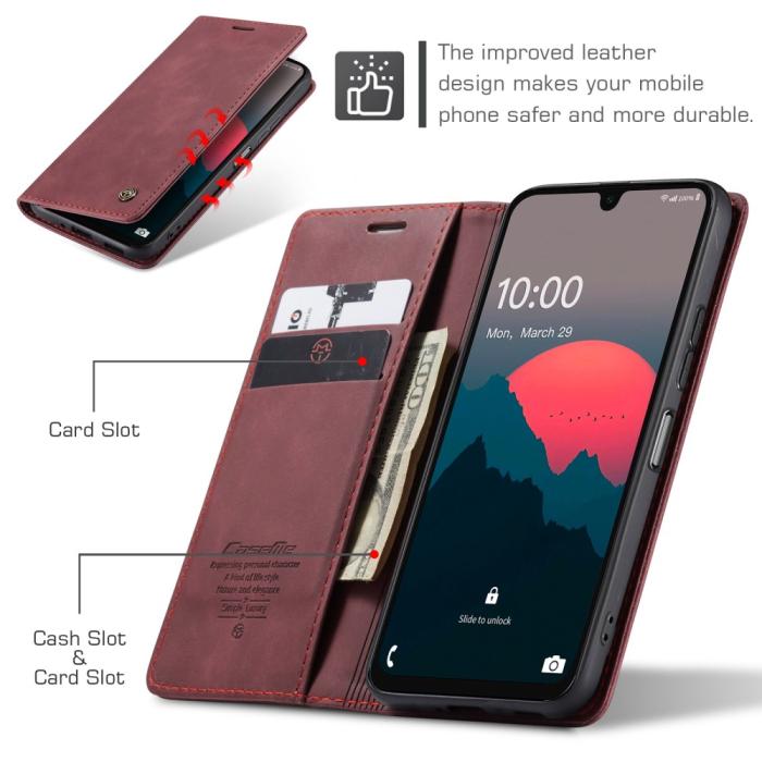 Bild 5, CASEME Galaxy A16/A26 5G Fodral Flip Retro Läder Röd