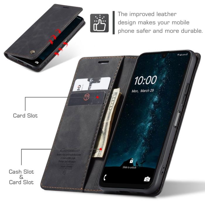 Bild 5, CASEME Galaxy A16/A26 5G Fodral Flip Retro Läder Svart
