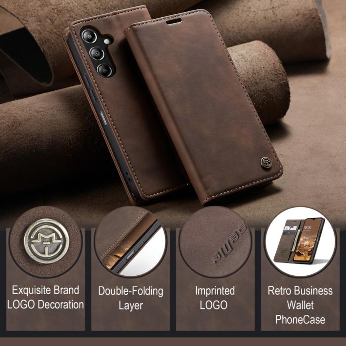 Bild 4, CASEME Galaxy A16/A26 5G Fodral Flip Retro Läder Brun
