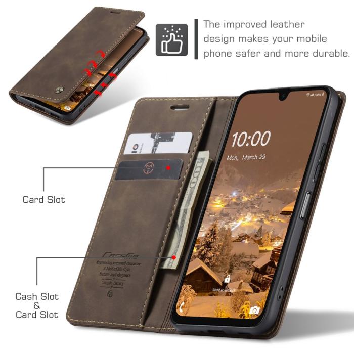 Bild 5, CASEME Galaxy A16/A26 5G Fodral Flip Retro Läder Brun