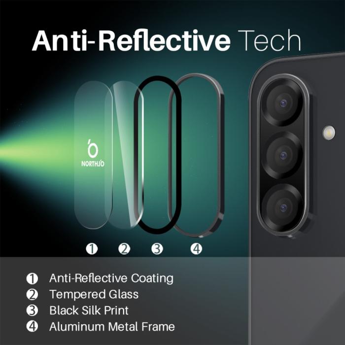 Bild 3, NORTHJO Galaxy A26 5G Linsskydd Härdat Glas Svart