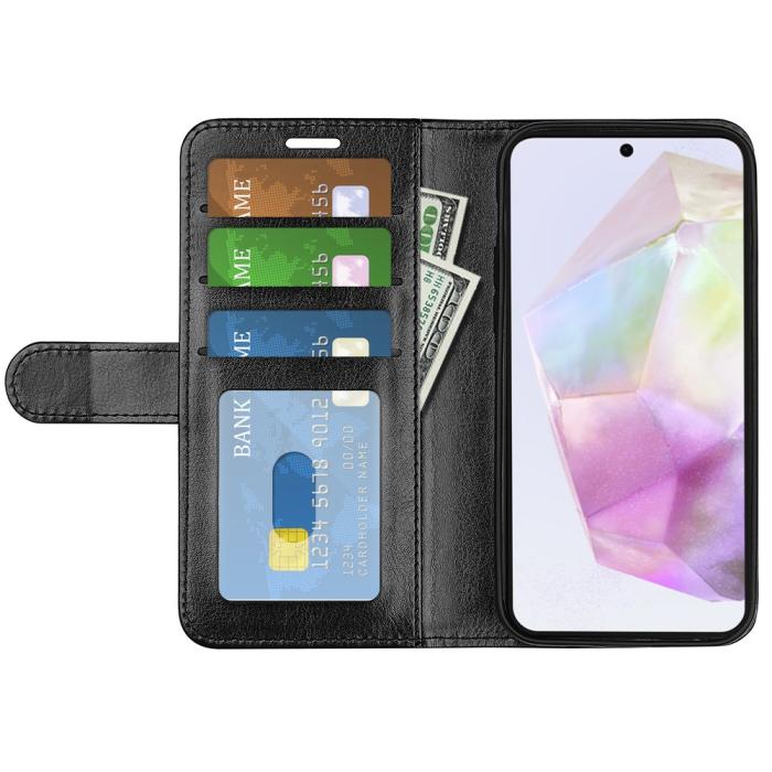 Bild 2, Samsung Galaxy A36 5G/A56 5G Fodral Crazy Horse Läder Svart