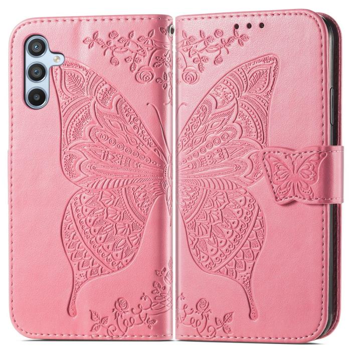 Bild 1, Samsung Galaxy A36 5G / A56 5G Fodral Fjäril Tryck Rosa