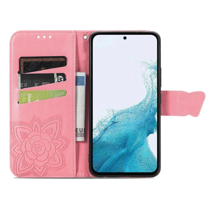 Bild 2, Samsung Galaxy A36 5G / A56 5G Fodral Fjäril Tryck Rosa