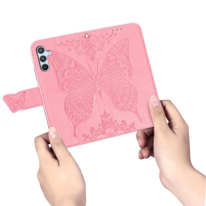 Bild 4, Samsung Galaxy A36 5G / A56 5G Fodral Fjäril Tryck Rosa