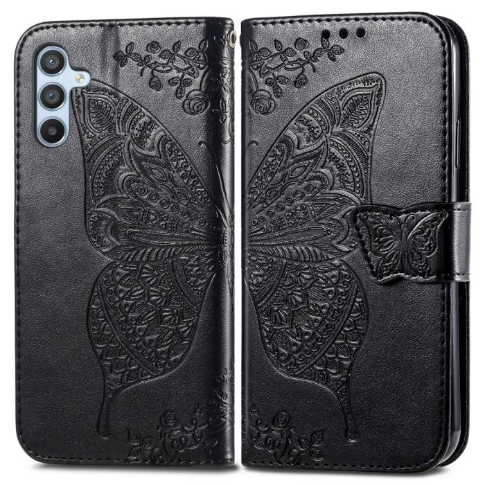 Bild 1, Samsung Galaxy A36 5G / A56 5G Fodral Fjäril Tryck Svart