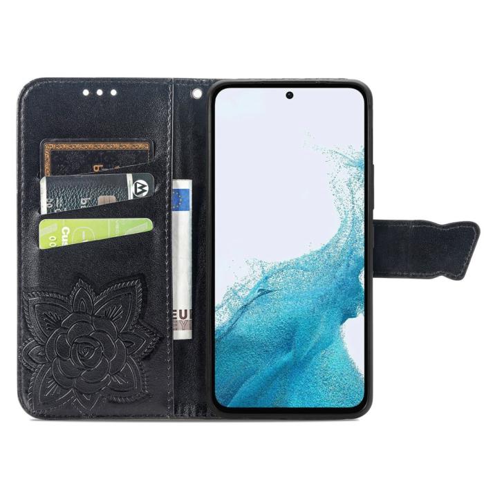 Bild 2, Samsung Galaxy A36 5G / A56 5G Fodral Fjäril Tryck Svart