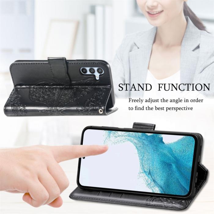 Bild 4, Samsung Galaxy A36 5G / A56 5G Fodral Fjäril Tryck Svart