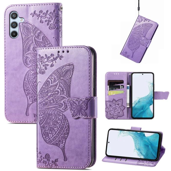 Bild 4, Samsung Galaxy A36 5G / A56 5G Fodral Fjäril Tryck Lila