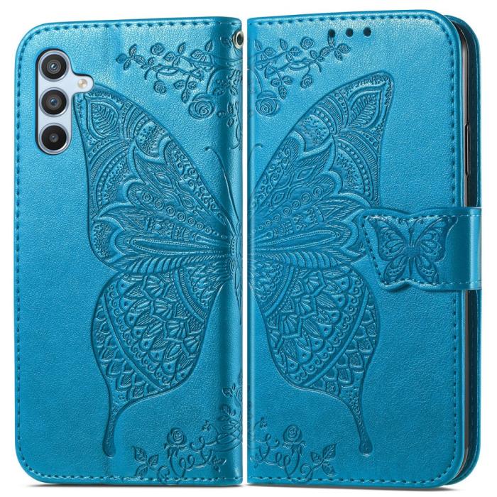 Bild 1, Samsung Galaxy A36 5G / A56 5G Fodral Fjäril Tryck Blå