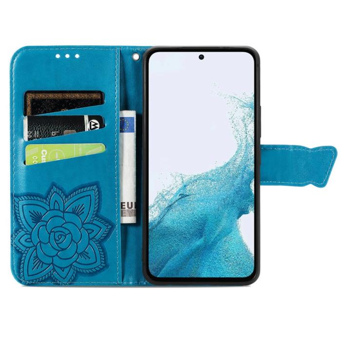 Bild 2, Samsung Galaxy A36 5G / A56 5G Fodral Fjäril Tryck Blå