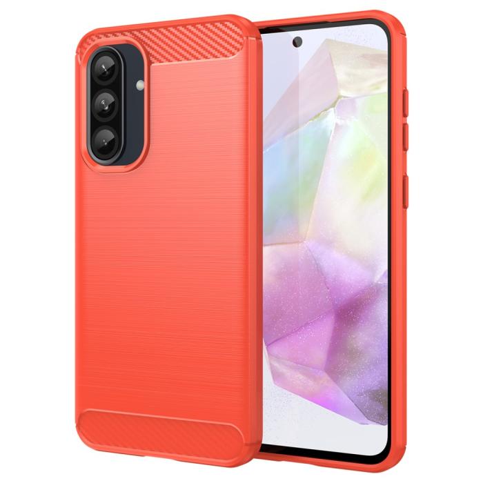 Bild 1, Samsung Galaxy A56 5G / A36 5G Skal Borstad Stål Röd