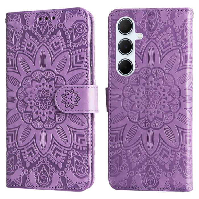 Bild 1, Samsung Galaxy A36 5G / A56 5G Fodral Läder Solros Lila