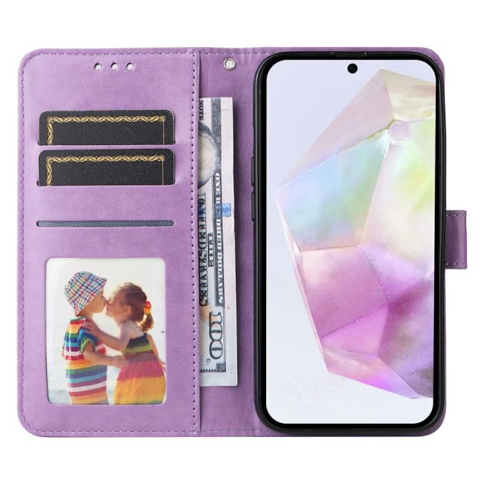 Bild 2, Samsung Galaxy A36 5G / A56 5G Fodral Läder Solros Lila
