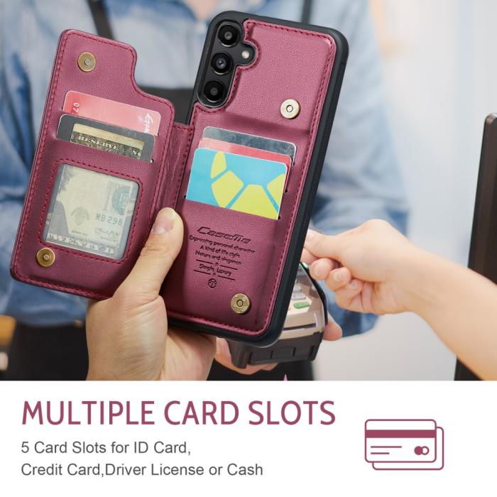 Bild 5, CASEME Galaxy A56 5G/A36 5G Skal RFID Kickstand Plånbok Röd