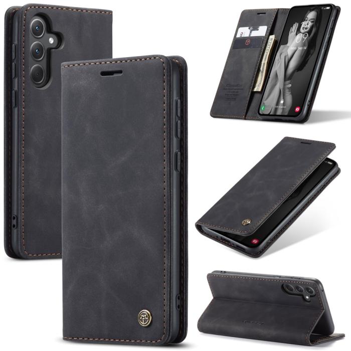 Bild 1, CASEME Galaxy A56 5G/A36 5G Fodral Retro Läder Svart
