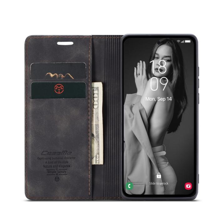 Bild 3, CASEME Galaxy A56 5G/A36 5G Fodral Retro Läder Svart