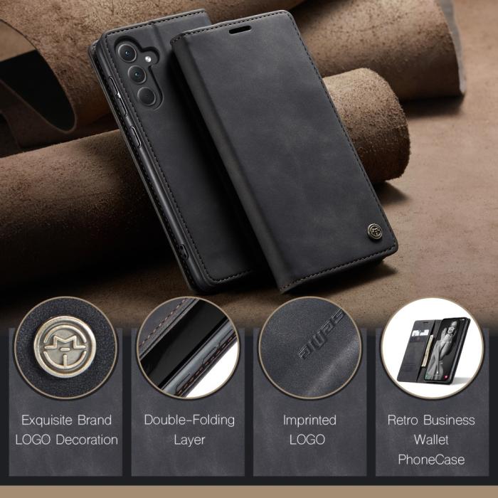 Bild 4, CASEME Galaxy A56 5G/A36 5G Fodral Retro Läder Svart