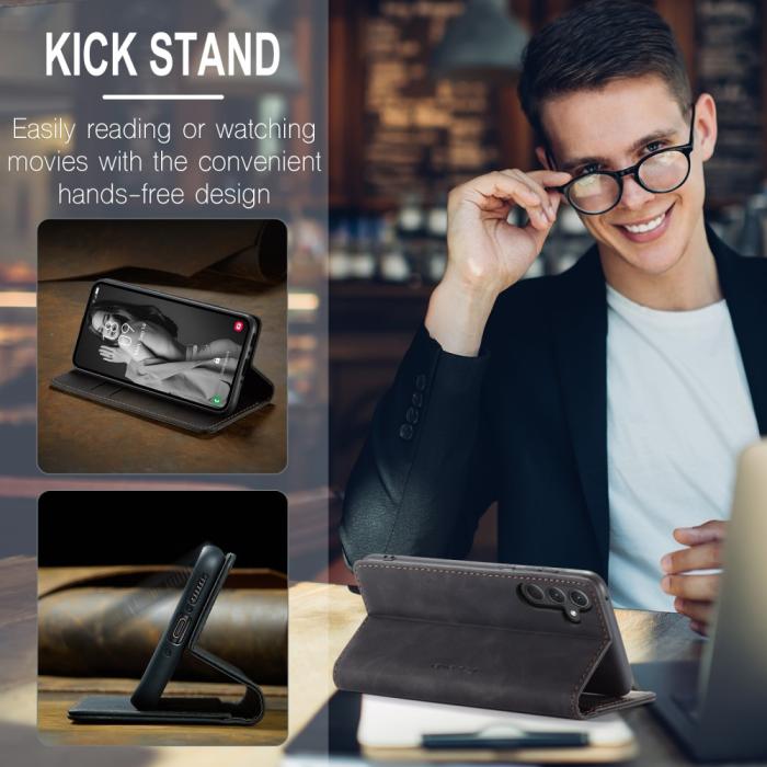Bild 6, CASEME Galaxy A56 5G/A36 5G Fodral Retro Läder Svart