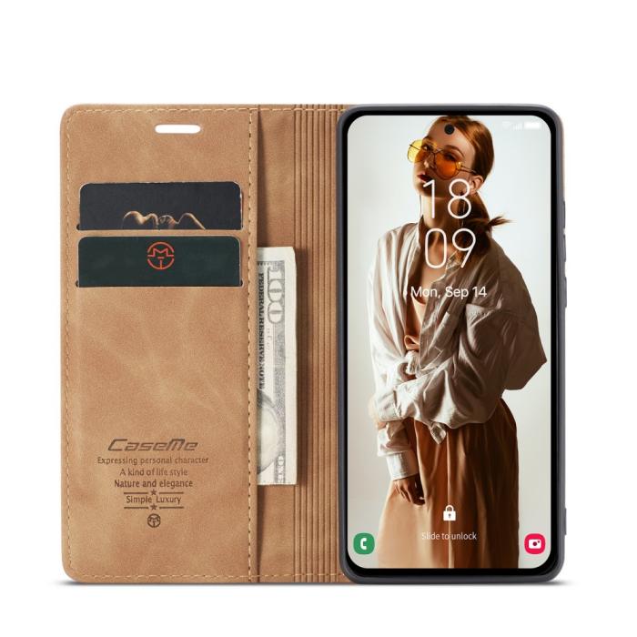 Bild 3, CASEME Galaxy A56 5G/A36 5G Fodral Retro Läder Brun