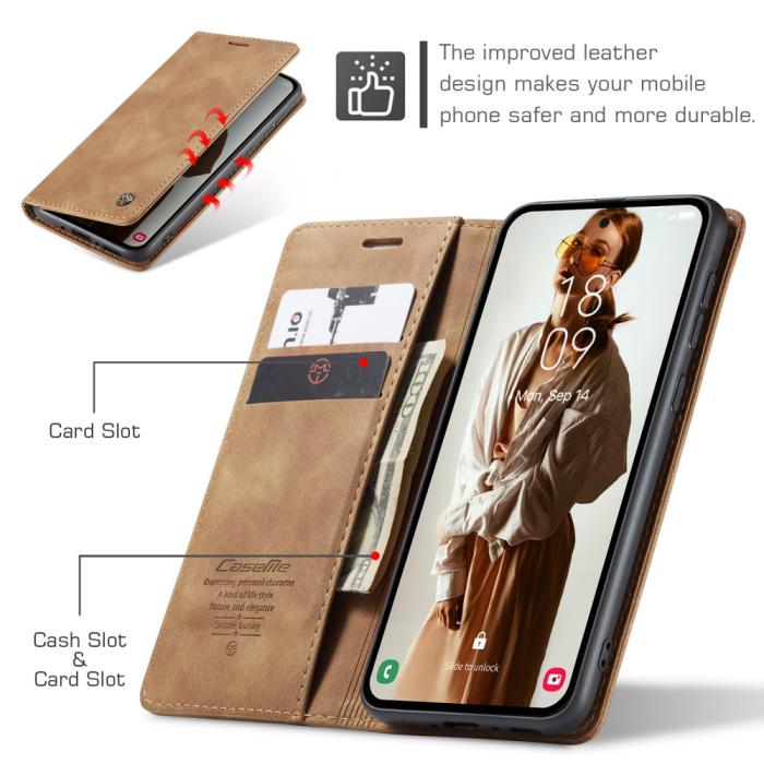 Bild 5, CASEME Galaxy A56 5G/A36 5G Fodral Retro Läder Brun