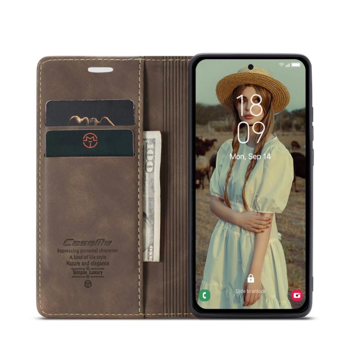 Bild 3, CASEME Galaxy A56 5G/A36 5G Fodral Retro Läder Mörk Brun