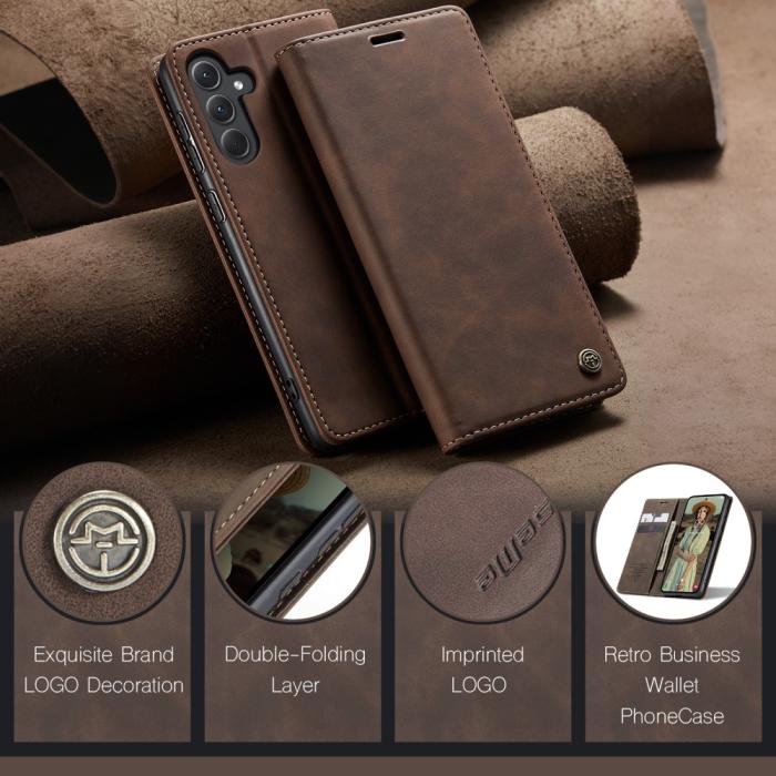 Bild 4, CASEME Galaxy A56 5G/A36 5G Fodral Retro Läder Mörk Brun