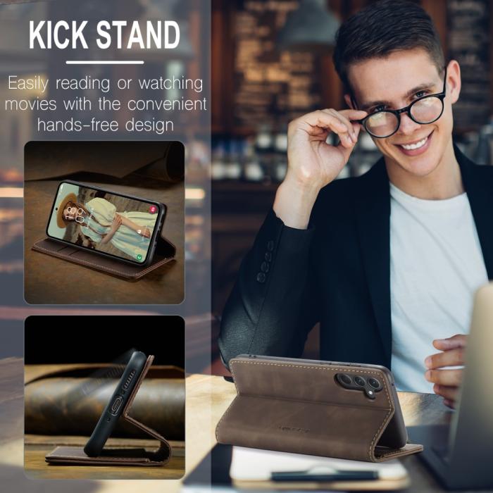 Bild 6, CASEME Galaxy A56 5G/A36 5G Fodral Retro Läder Mörk Brun