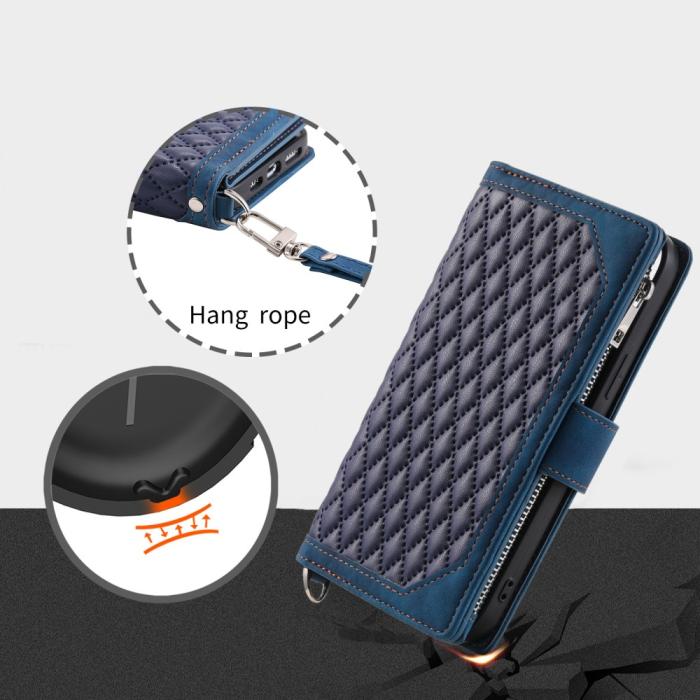 Bild 5, Motorola Moto G35 5G Plånboksfodral Rhombus Läder Blå