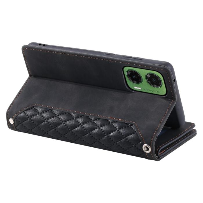 Bild 4, Motorola Moto G35 5G Plånboksfodral Rhombus Läder Svart