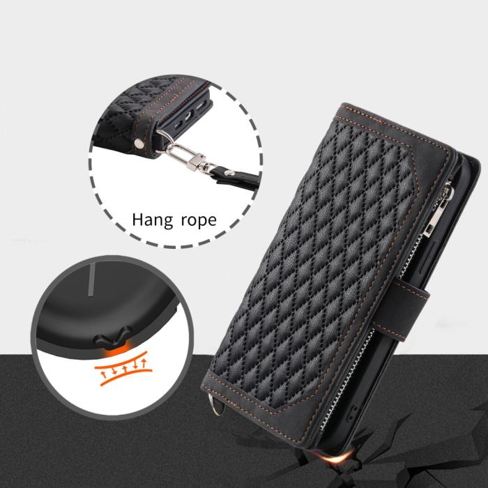 Bild 6, Motorola Moto G35 5G Plånboksfodral Rhombus Läder Svart