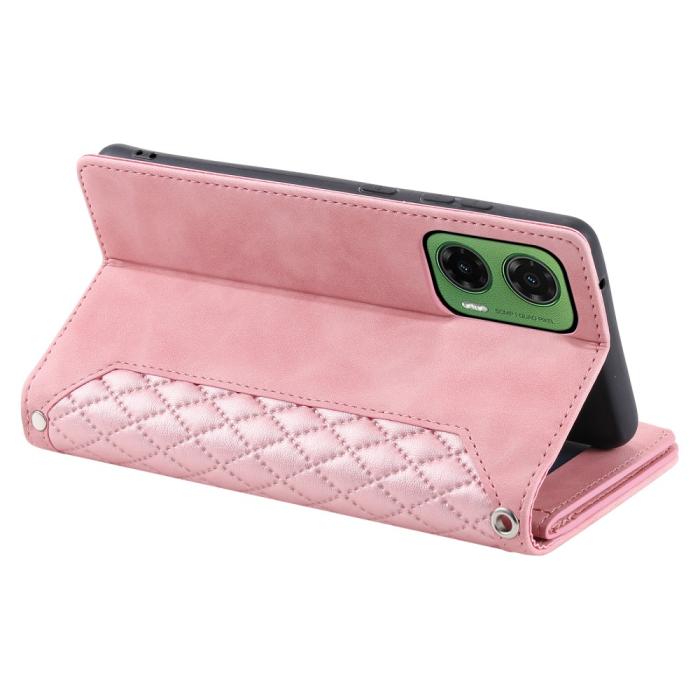 Bild 4, Motorola Moto G35 5G Plånboksfodral Rhombus Läder Rosa