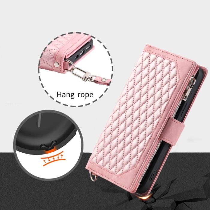 Bild 6, Motorola Moto G35 5G Plånboksfodral Rhombus Läder Rosa